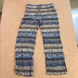 Printed flowy pants, blue Artisan NY